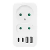 Strāvas sadalītājs MACLEAN MCE249 F/W — 2x elektrotīkla rozetes (16A + 6A) un 4x USB (2x A, 2x C PD 20W)