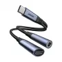 2-in-1 audio adapter Joyroom SY-C02 — Type-C to 3.5 mm + Type-C, melna