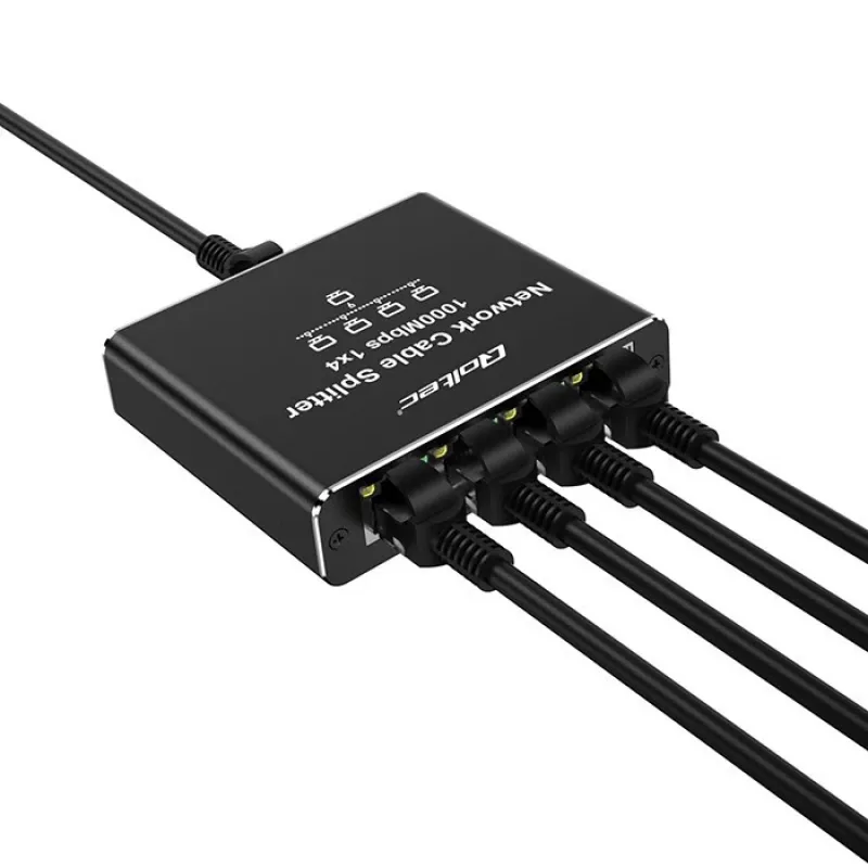 Ethernet mini slēdzis QOLTEC 52293 1x4 RJ45, 1-ieeja 4-izejas nepārvaldāms tīkla sadalītājs