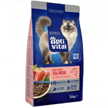 OptiVital Sterile pilnvērtīga sausā barība sterilizētiem kaķiem ar lasi 1,4 kg