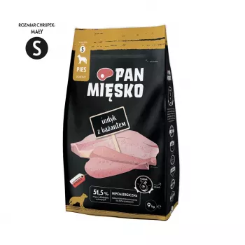 Sausā suņu barība Pan Miesko Turkey with Pheasant S 9 kg — pieaugušiem maza izmēra suņiem, viena dzīvnieku olbaltumvielu avota, pilnvērtīga barība
