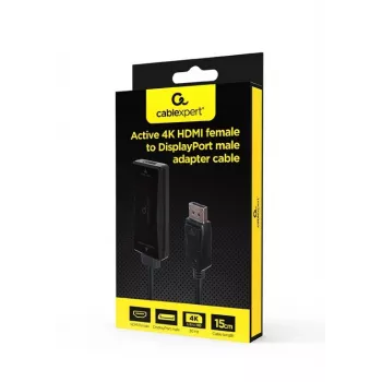 Video kabeļa adapteris GEMBIRD A-HDMIF30-DPM-01 HDMI Type A uz DisplayPort 0,15 m Melns