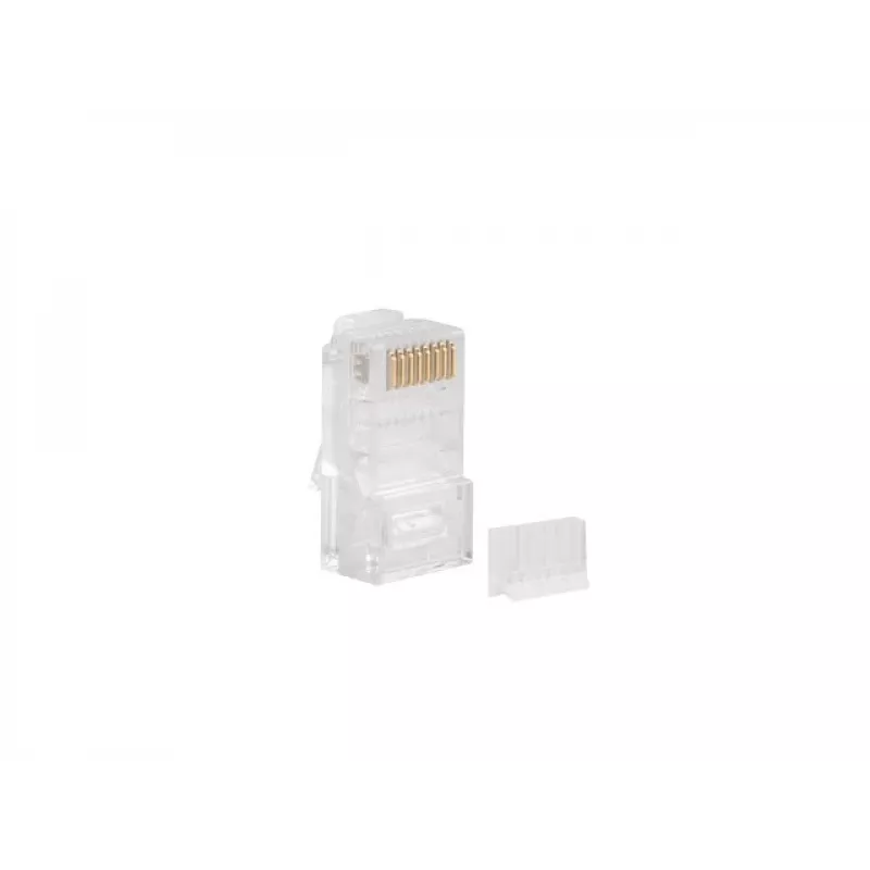 LANBERG RJ-45 vadu savienotājs PLU-6000 Cat6 U/UTP kabeļiem, caurspīdīgs/baltspīdīgs, 100 gab. iepakojumā