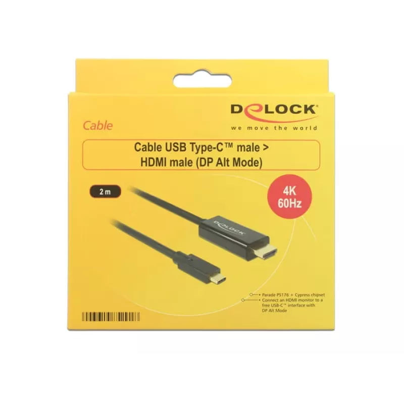 Video kabeļa adapteris DeLOCK 85291 USB Type-C HDMI 2 m Melns