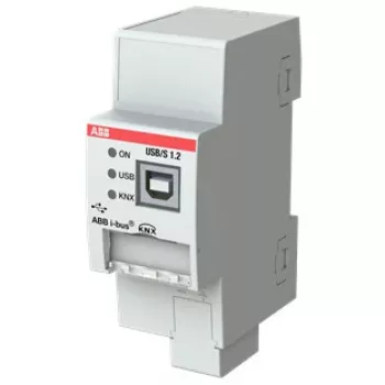 Saskarnes adapteris ABB USB/S1.2 ar seriālo un USB 2.0 izvadi, 21–30 V ieeja, 36×64,5×90 mm, pelēks