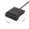 ID karšu lasītājs QOLTEC Smart chip ID card scanner — USB, melns, 84.5×65×16 mm, 63 g