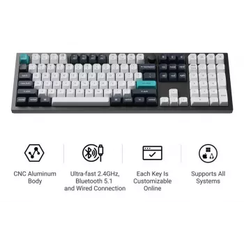 Mehāniskā tastatūra Keychron Q6 Max QMK VIA ar Gateron Jupiter slēdžiem, pilna izmēra izkārtojums