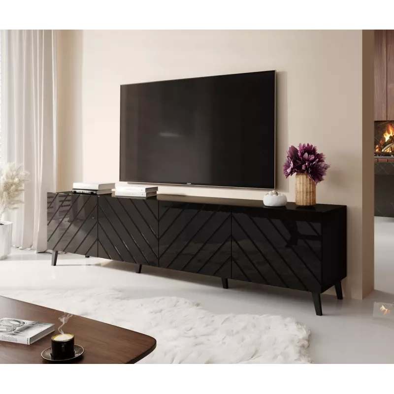 RTV skapis ABETO 200x42x52 melns glancēts