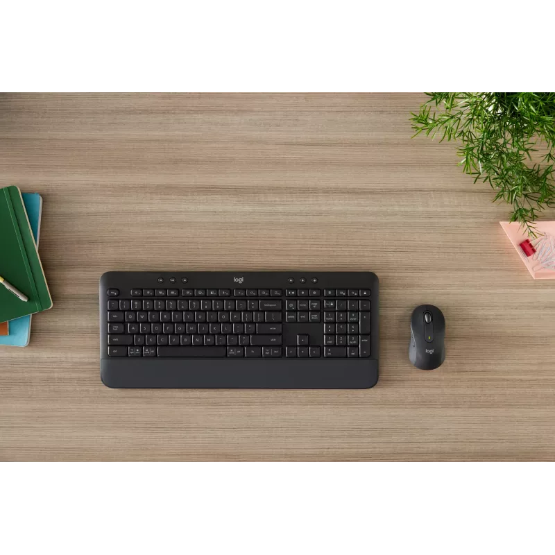 Logitech Signature MK650 for Business - Tastatūras un peles komplekts - Bezvadu - 2,4 GHz, Bluetooth LE - QWERTY - Spāņu - Grafīts