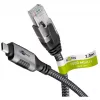 Ethernet kabelis USB-C 3.2 Gen2 spraudnis > RJ-45 spraudnis, LAN adapteris melns/sudrabains, 2 metri, pīts tekstila apvalks