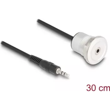 Audio kabelis DeLOCK 88188 0.3m 3.5mm vīrietis uz sieviete melns sudraba
