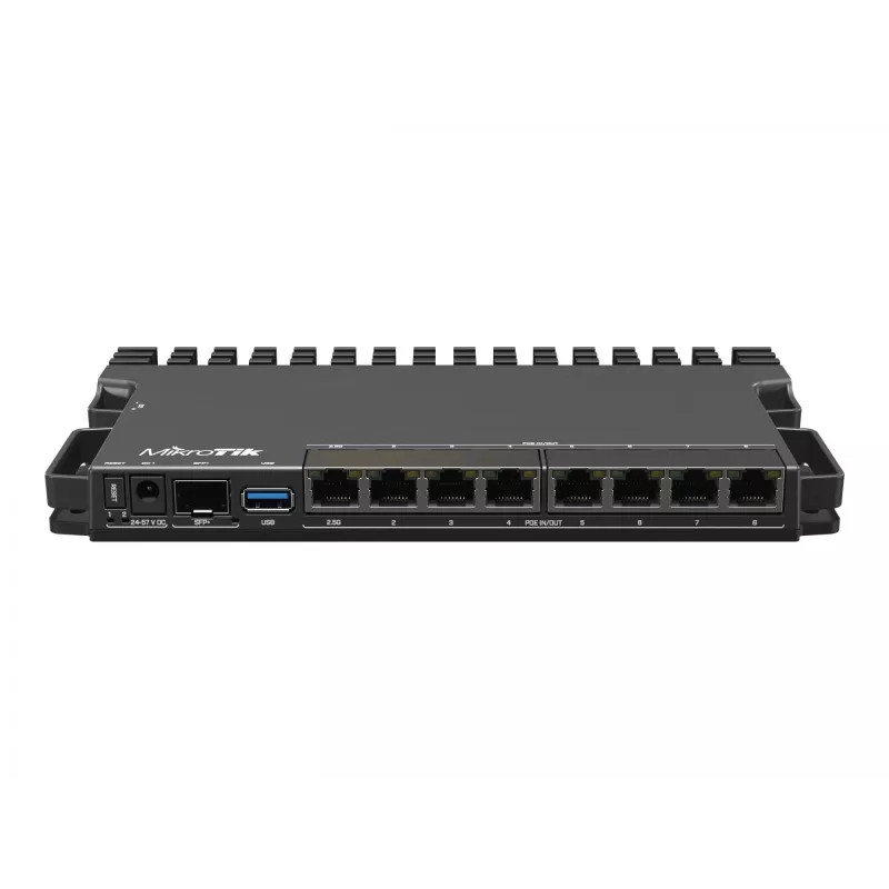 Vadu maršrutētājs MikroTik RB5009UPR+S+IN — 8x RJ-45 PoE porti, 2,5GbE, SFP+ slots, RouterOS