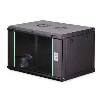 Pie sienas stiprināms 19 collu statīva skapis DIGITUS Dynamic-N DN-37101 — 7U, 600x450 mm, IP20, atslēgas slēdzene, nesamontēts