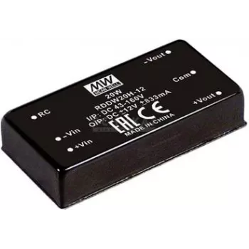 strāvas adapteris MEAN WELL RDDW20H-12, 20 W, ieeja 43–160 V, izeja 12 V, RoHS