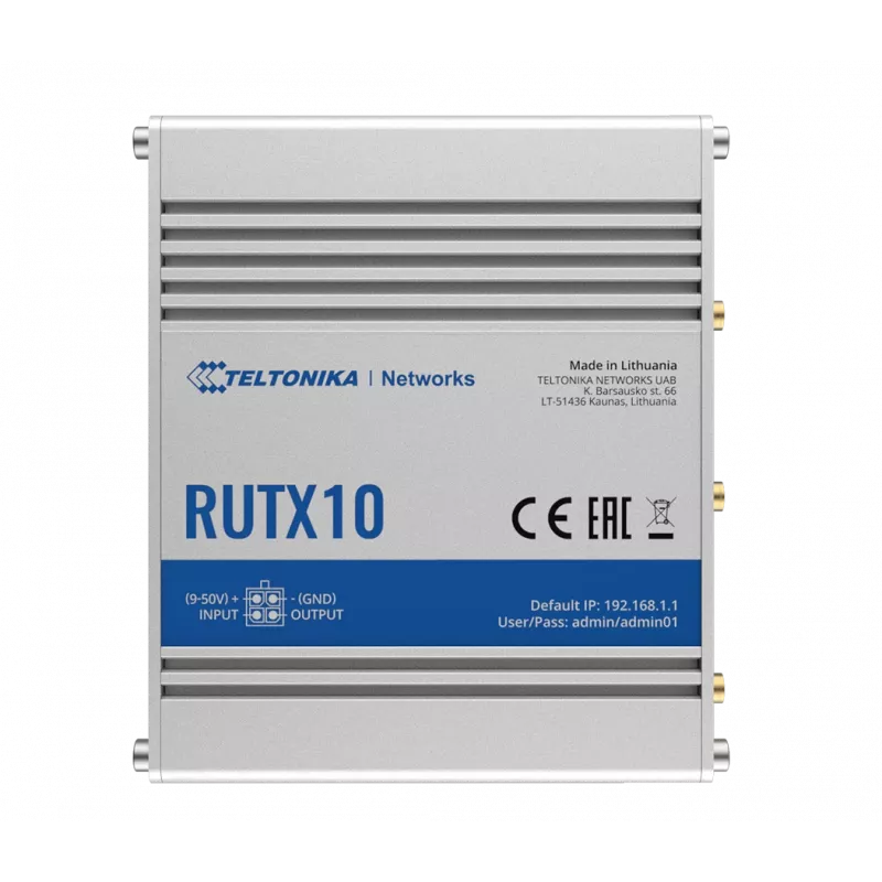Teltonika RUTX10 bezvadu maršrutētājs Gigabit Ethernet Divjoslu (2.4 GHz / 5 GHz) Balts