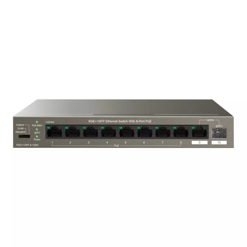 Nepārvaldīts slēdzis Tenda TEG1110PF-8-120W Gigabit Ethernet PoE 9 porti