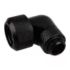 Alphacool Eiszapfen 16mm HardTube pieskrūvējamais stiprinājums 90° rotējams G1/4 - Leņķa kompresijas stiprinājums šķidruma dzesēšanas sistēmai - Dziļi melns