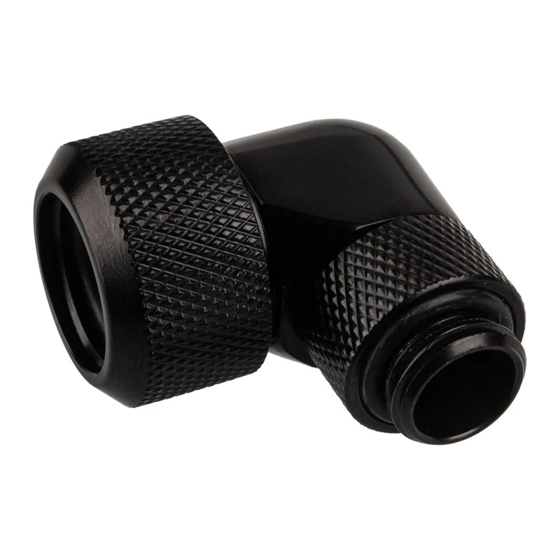 Alphacool Eiszapfen 16mm HardTube pieskrūvējamais stiprinājums 90° rotējams G1/4 - Leņķa kompresijas stiprinājums šķidruma dzesēšanas sistēmai - Dziļi melns