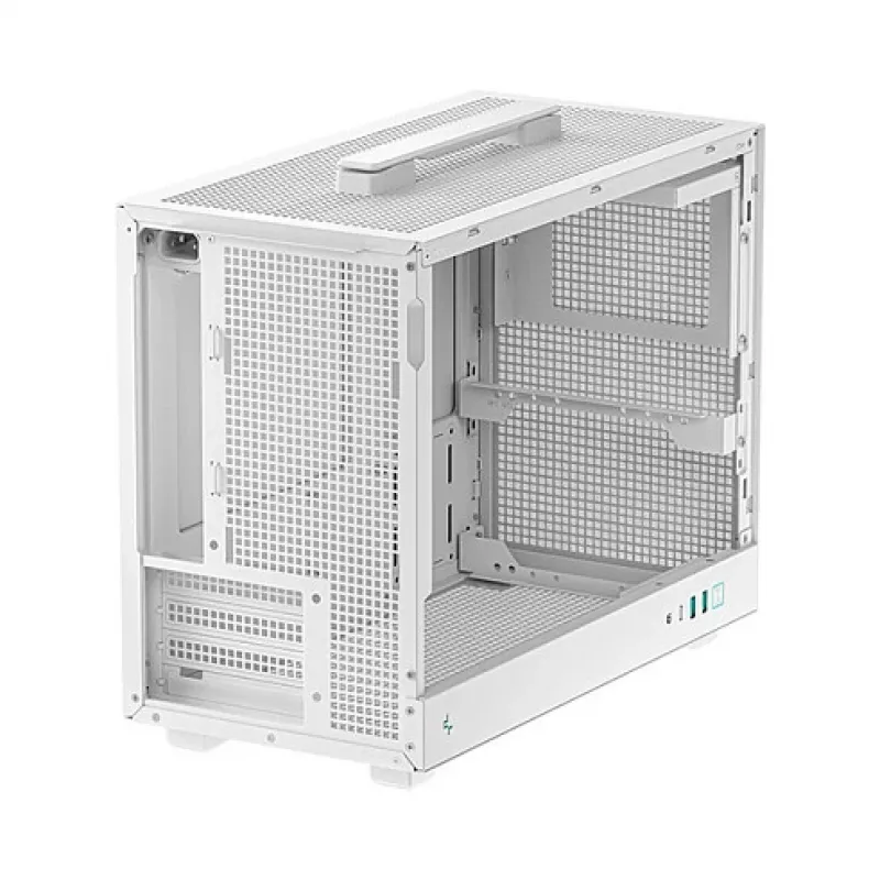 Datora korpuss DeepCool CH160 PLUS WH Small Form Factor balts, microATX, rūdīts stikls, USB-C