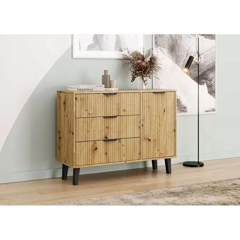 SCANDI 1D3S plāns ozols ARTISAN kumode