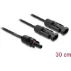 DELOCK saules enerģijas sadalītāja kabelis 2x spraudnis uz 1x ligzdu 30 cm melns (modelis 89298)