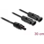 DELOCK saules enerģijas sadalītāja kabelis 2x spraudnis uz 1x ligzdu 30 cm melns (modelis 89298)