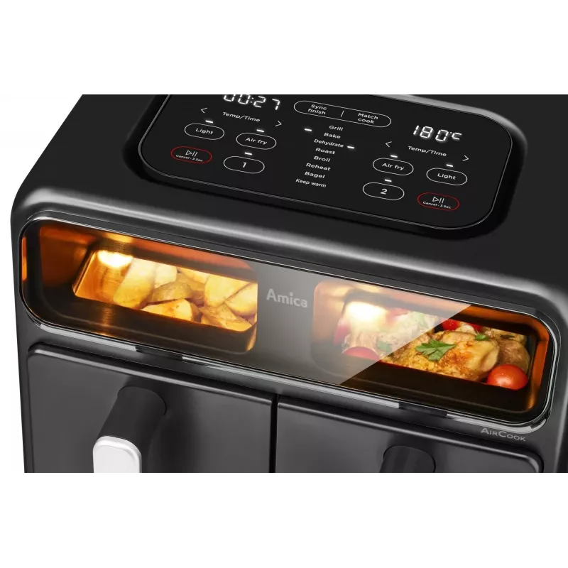 Gaisa fritieris AMICA AFM7020 melns — 700W jauda, 3,5L ietilpība