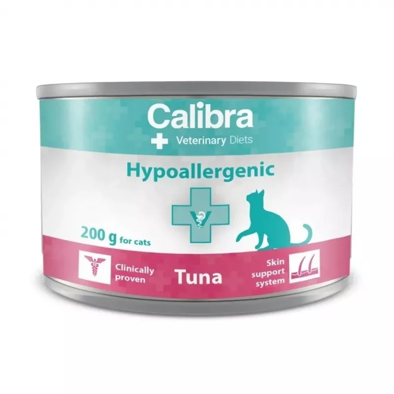 Mitrā kaķu barība Calibra VD Cat Hypoallergenic Tuna 200 g paciņa, veterinārā pilnvērtīgā barība, bez graudiem, bez glutēna un sojas
