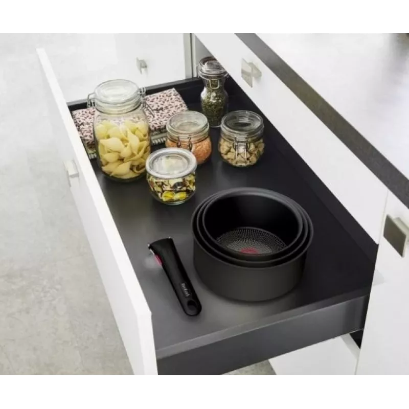 TEFAL Katlu komplekts, 4 gab. | L7649453 Ingenio Ultimate | 16/18/20 cm | Alumīnijs | Melns