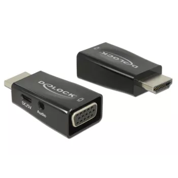 Kabeļa savienotāju adapteris DeLOCK 65901 HDMI A uz VGA un 3,5 mm audio melns