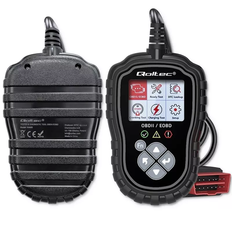 OBDII diagnostikas testētājs QOLTEC ProLine 50685 — transportlīdzekļa OBD-II skeneris 8V/25V sistēmām