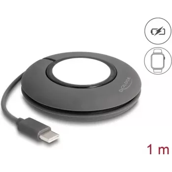 DeLOCK 83019 USB Type-C ievelkams magnētiskais uzlādes kabelis Apple Watch, 1 m, pelēks