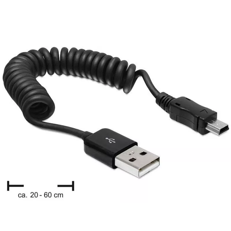 USB kabelis DeLOCK USB 2.0 0.6m USB A Mini-USB A Melns