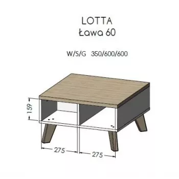 Cama LOTTA 60 Kafijas galdiņš votana ozols/mat melns