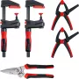 Skavu komplekts Bessey DIY-SET1-A 5-daļīgs, ietver 4 skavas un metāla šķēres
