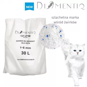 Kaķu pakaiši DIAMENTIQ Neutral salipstošas silikona granulas 30 L — bez smaržas, 1–6 mm