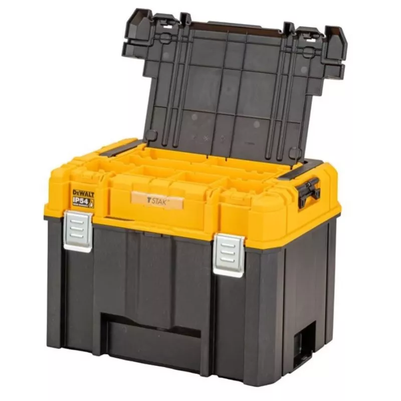 Instrumentu kaste DeWalt DWST83343-1 — alumīnijs/plastmasa, ūdensnecaurlaidīga, verams vāks, bloķējama, 1 nodalījums, 440×333×323 mm