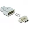 DeLOCK - Thunderbolt / USB-C adapteris - USB-C (V) magnētisks uz USB-C (S) - USB 3.2 Gen 2 / Thunderbolt 3 4,5 A - 8K atbalsts - Sudraba (66433)