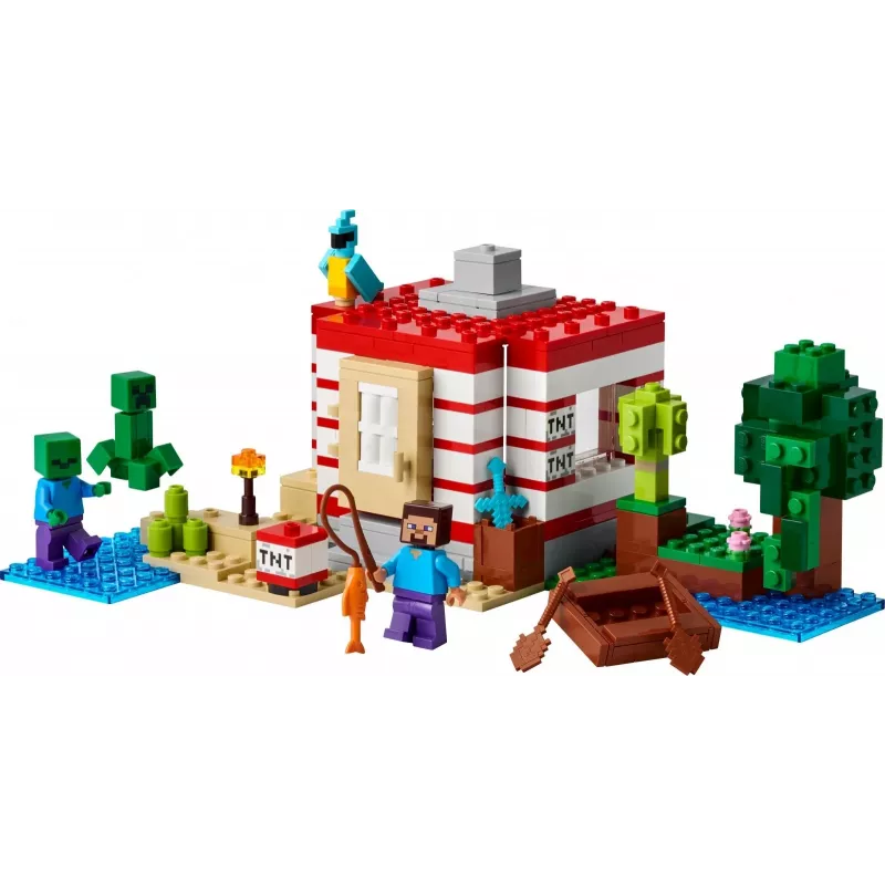 LEGO Minecraft komplekts 21275 TNT džungļu māja, 287 elementi, 2 minifigūras, vecumam 8+