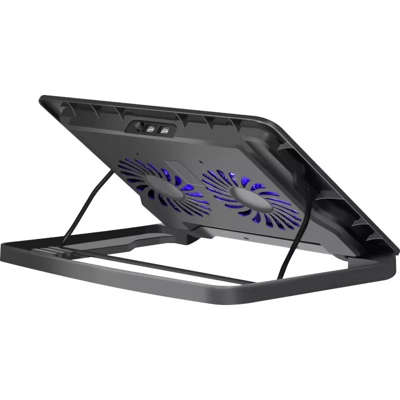 Piezīmjdatora dzesēšanas paliktnis DEFENDER NS-503 līdz 43,2 cm (17 collu) portatīvajiem datoriem, 2 ventilatori, USB barošana, melns