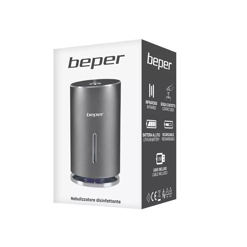 Beper P201UTP010 automātisks roku dezinfekcijas izsmidzinātājs (atomizators), infrasarkanais sensors, 135 ml, uzlādējams