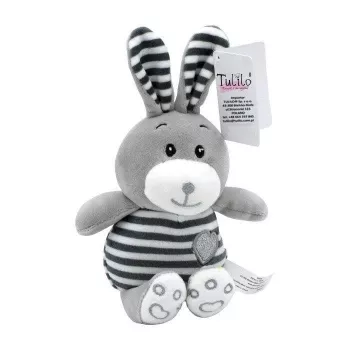Mīkstā rotaļlieta TULILO svītrainais Cuddles trusis 26 cm plīša zaķa rotaļlieta