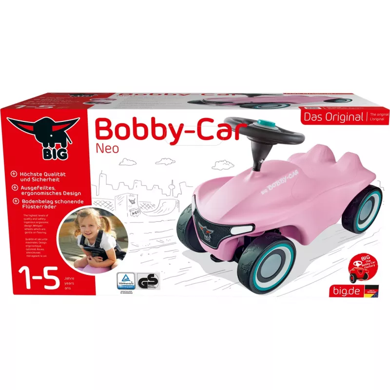 Braucamais rotaļu auto Simba‑Dickie BIG Bobby‑Car‑Neo Rosé, stumjamais braucamrīks bērniem (rozā)