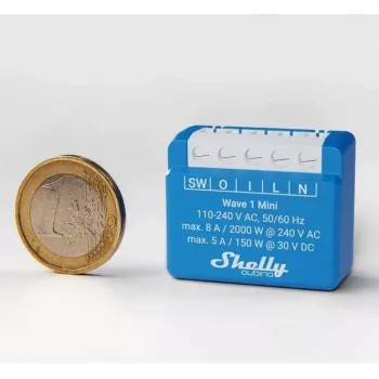Shelly Qubino Wave 1 Mini LR viedais slēdzis Z-Wave Zils