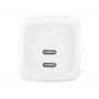 Iekštelpu maiņstrāvas ātrais lādētājs Belkin WCH020KQ2MWH-B6 — 2x USB‑C, 2 m integrēts kabelis, balts