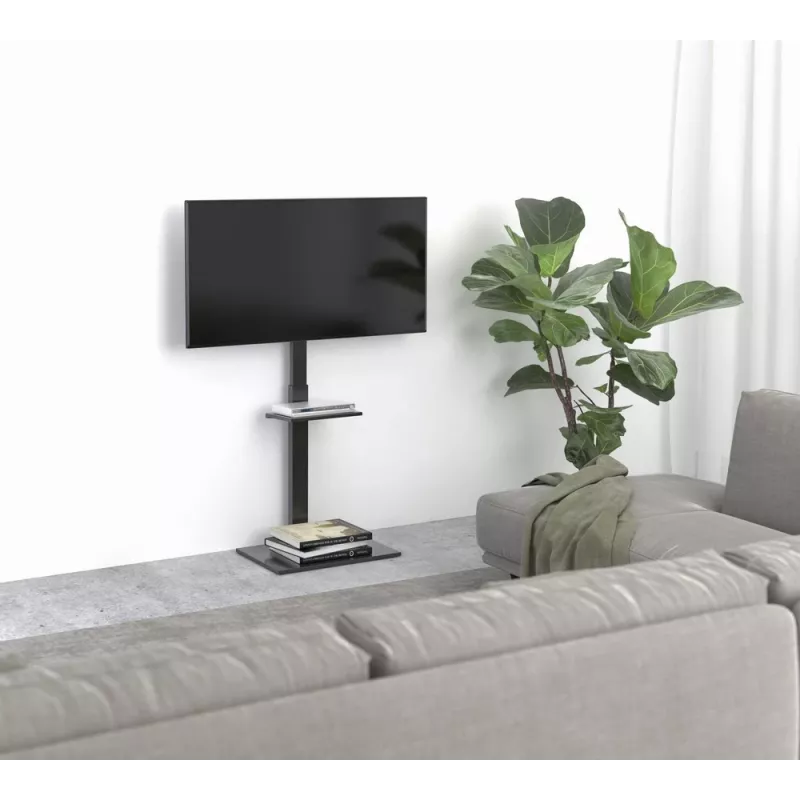 Grīdas TV statīvs GEMBIRD TVS-55T-02 32–55 collu televizoriem, tērauds, augstums 600 mm, VESA 100x100–400x400, maks. slodze 35 kg