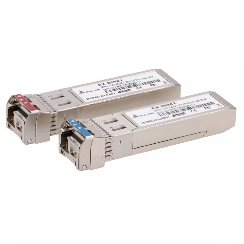 Extralink SFP+ 10G | SFP+ WDM modulis | 10Gbps 1270/1330nm, viena režīma, 2km, pāris