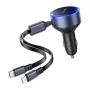 Auto lādētājs Vention FFOB0 30W ar USB‑C uz Lightning kabeli, 30 W jauda iPhone uzlādei