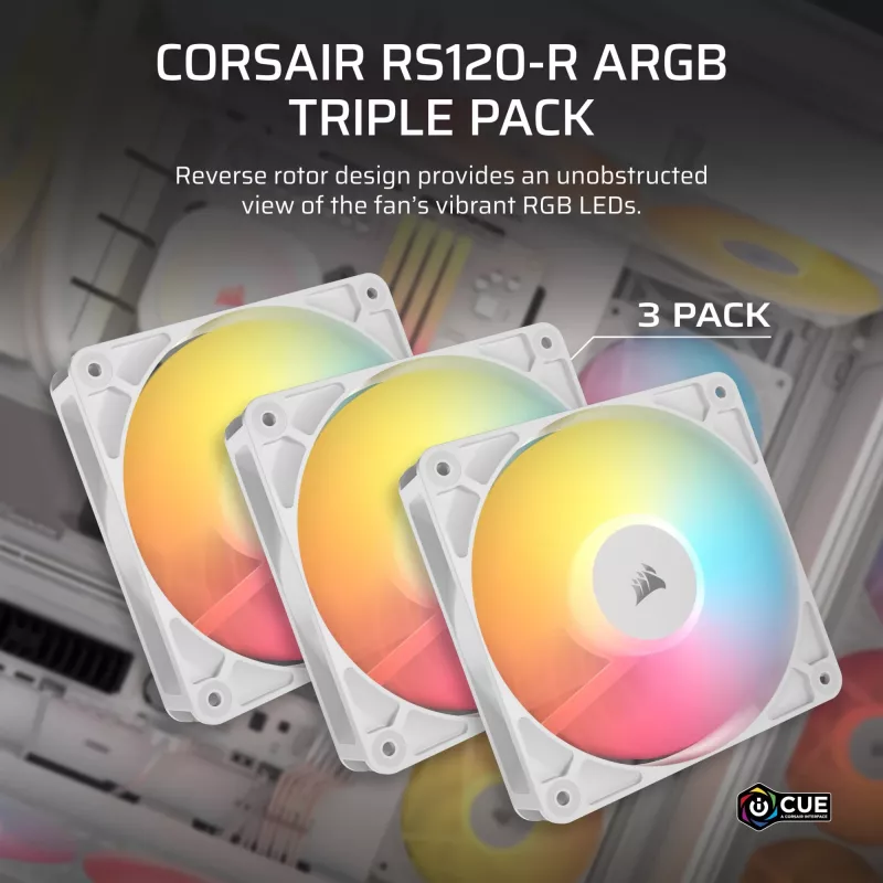 Dzesēšanas ventilators CORSAIR RS120-R 120mm balts ARGB 25mm biezums