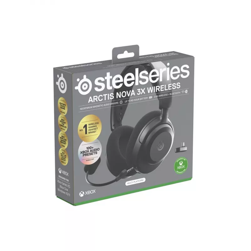 Austiņas STEELSERIES Arctis Nova 3X Wireless Bluetooth — apļveida, galvas stīpa, 20–22000 Hz, 260 g